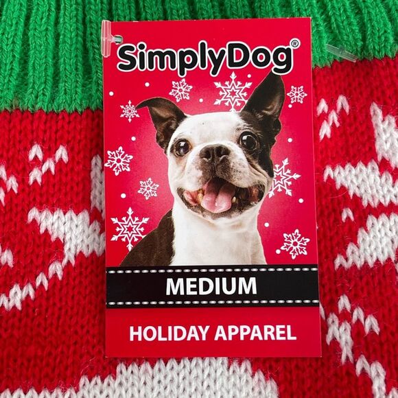 SimplyDog A Bite Out of a Gingerbread Man Dog Sweater, Red, Green, Medium - Picture 4 of 6